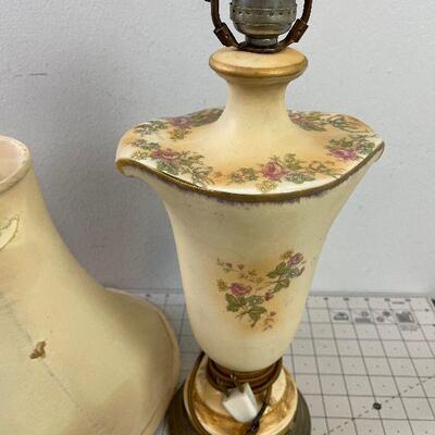 #213 Antique Porcelain Lamp with Shade 