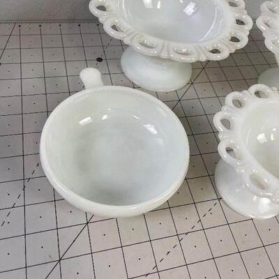 #220 Collection of White Milk Glass 