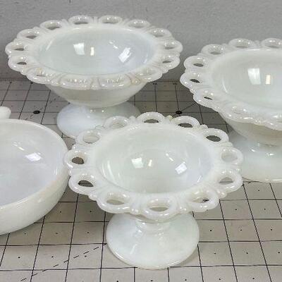 #220 Collection of White Milk Glass 