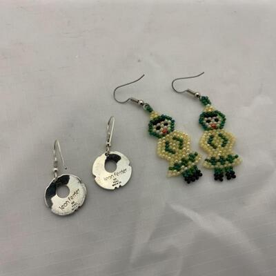 .166. Sterling Silver | Jean Ferrier | Inuit Beaded | Earrings 