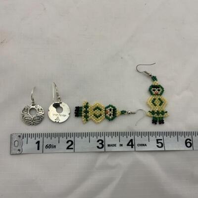 .166. Sterling Silver | Jean Ferrier | Inuit Beaded | Earrings 