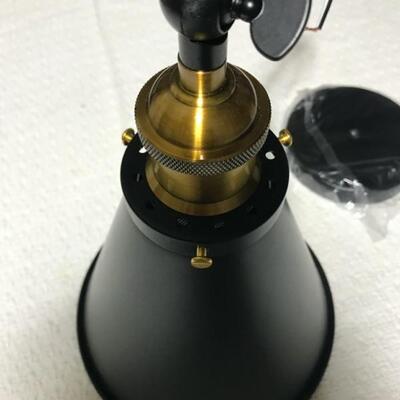 1 of 4 Sconces with Black Metal Cone Shade 