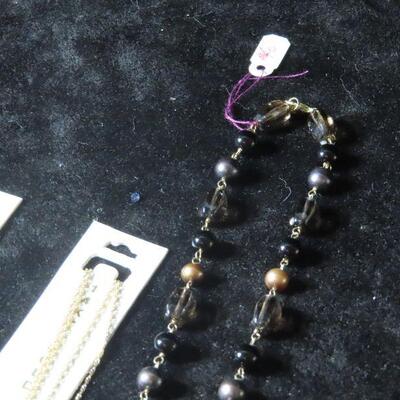 Black onyx necklace and chains