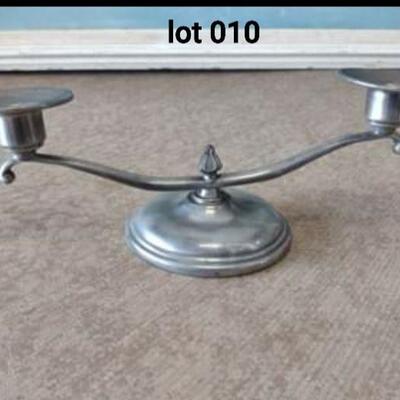 Lot 010  Pewter Candelabra