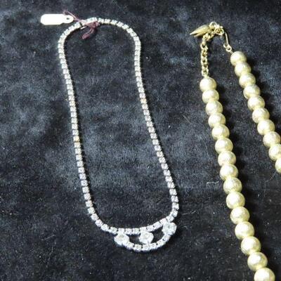 Rhinestone and gold tone bracelet and necklace 