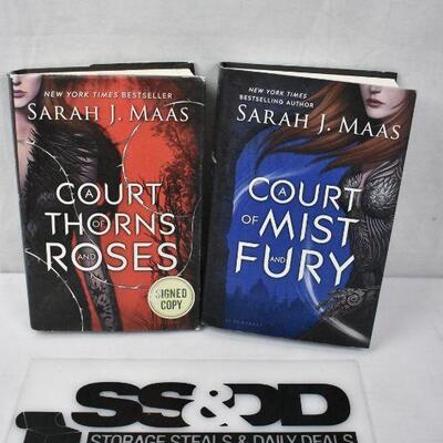 2 Hardcover Fiction Books by Sarah J. Maas. A Court of Thorns & Roses (signed)