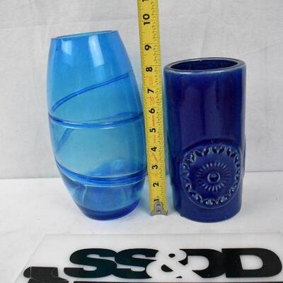 2 pc Blue Interior Decor Vases
