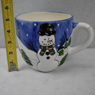 Large Coffee Mug/Small Planter? Winter Snowman Theme