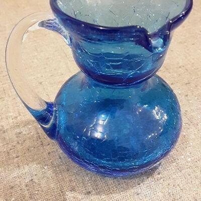 Blenko Cobalt Crackle Glass