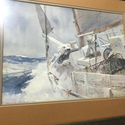Watercolor of Boat in waves