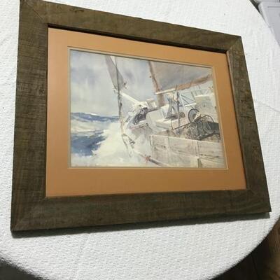 Watercolor of Boat in waves