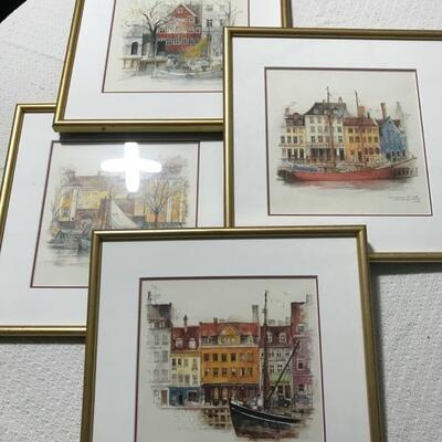 Set of 4 watercolors in denmark