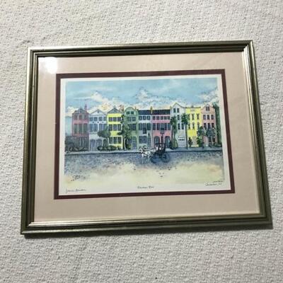 Charleston watercolor of rainbow row 