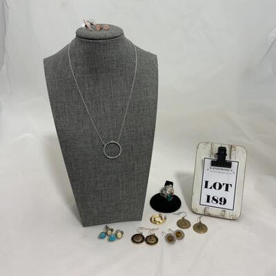 .189. STERLING Rings | Costume Necklace | 7 pairs Earrings