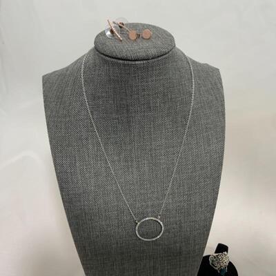 .189. STERLING Rings | Costume Necklace | 7 pairs Earrings