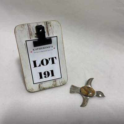 .191. STERLING | Dove Brooch | Cream Granite Stone | 15g