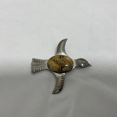 .191. STERLING | Dove Brooch | Cream Granite Stone | 15g