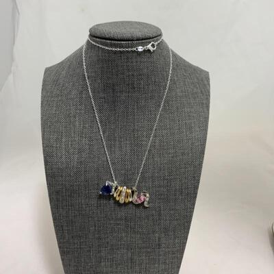 .192. STERLING | Nine Rings | Chain & Three Pendants | 21g