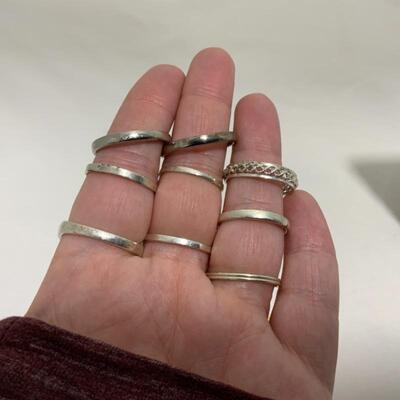 .192. STERLING | Nine Rings | Chain & Three Pendants | 21g