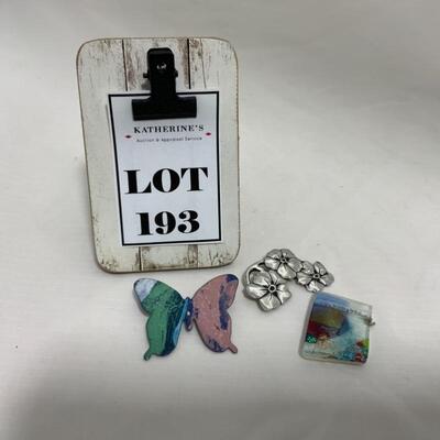 .193. Colorful Butterfly | Glass Pendant | Poppy Pin