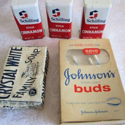 #1 Vintage tins, soap, and Johnson's buds 