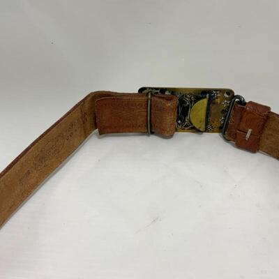 .207. VINTAGE | Two Leather Belts with Buckle | Horse | Lion