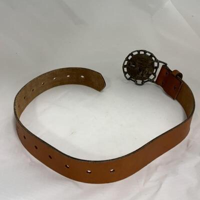 .207. VINTAGE | Two Leather Belts with Buckle | Horse | Lion