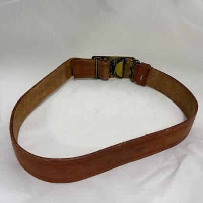 .207. VINTAGE | Two Leather Belts with Buckle | Horse | Lion