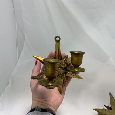 .212. VINTAGE | Brass Starburst Sconces | Candlesticks | MCM