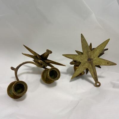 .212. VINTAGE | Brass Starburst Sconces | Candlesticks | MCM