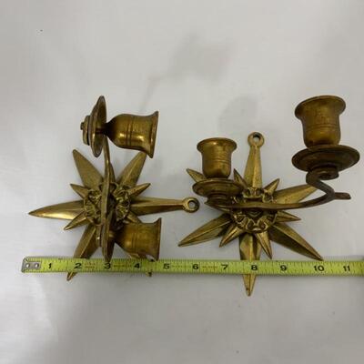 .212. VINTAGE | Brass Starburst Sconces | Candlesticks | MCM