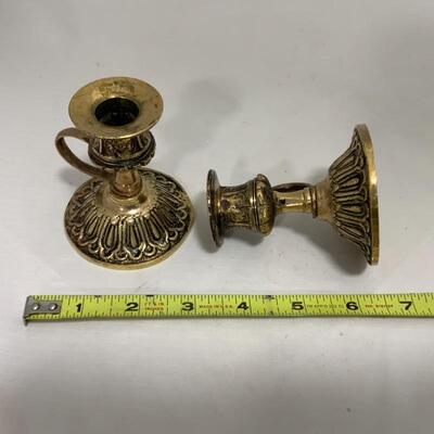 .212. VINTAGE | Brass Starburst Sconces | Candlesticks | MCM