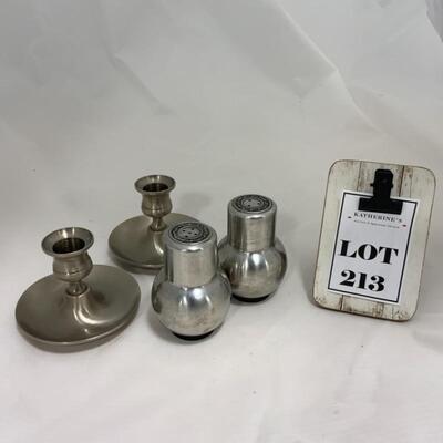 .213. VINTAGE | MCM | Pewter Candlesticks | Oneida Shakers