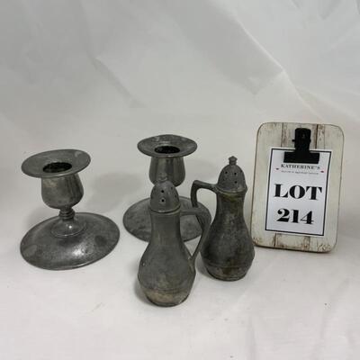 .214. Pewter Candlesticks | Shakers | Baldwin | Federal