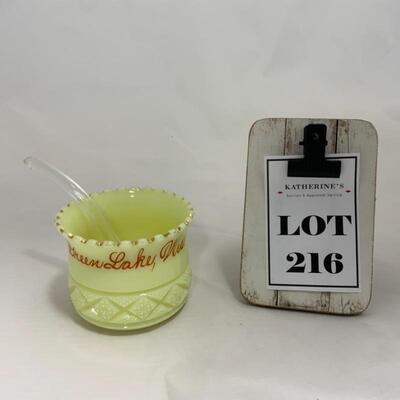 .216. HEISEY | Souvenir Custard Glass | Green Lake, WI
