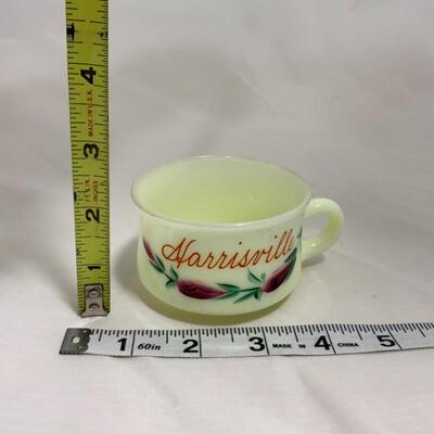 .217. HEISEY | Souvenir Custard Glass Mug | Harrisville