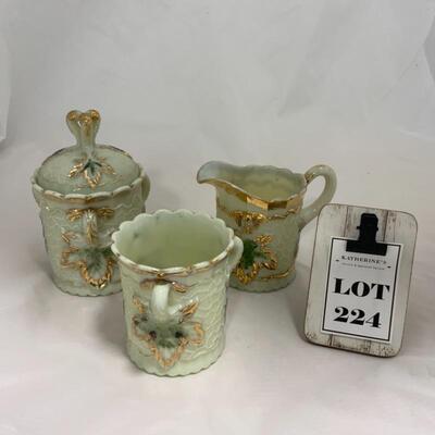 .224. ANTIQUE | Northwood Maple Leaf | 3 Piece Set