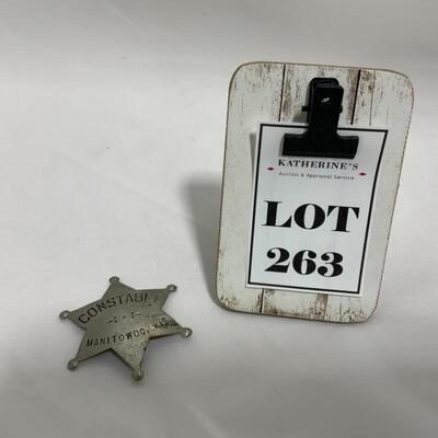 .263. ANTIQUE | Manitowoc Constable Badge | 1900s