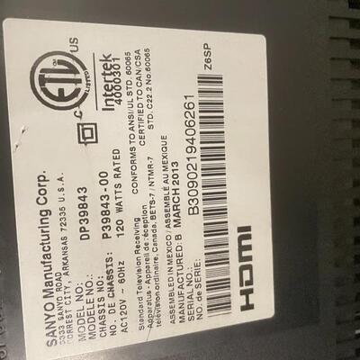 40 â€œ Sanyo TV. -works with remote