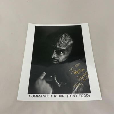 .298. SIX Star-Trek Autographed 8x10s | Q | Klingon | Romulan 