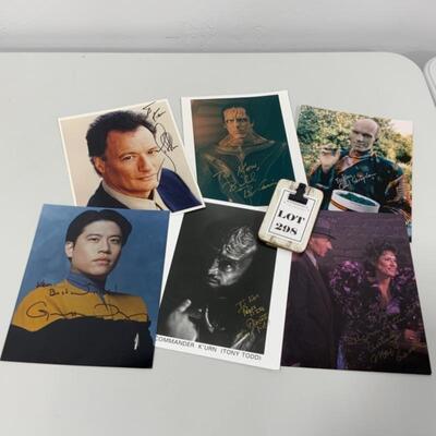 .298. SIX Star-Trek Autographed 8x10s | Q | Klingon | Romulan 