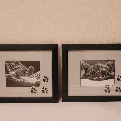 Lot 2: (2) Framed Kitten Black & White Pictures 