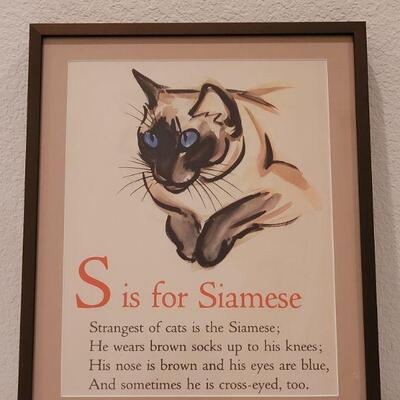 Lot 10: Framed Vintage Siamese Art