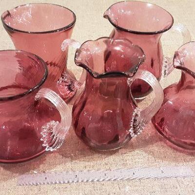 10 Pieces of Assorted Cranberry Glass