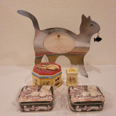 Lot 54: NEW Cat Picture Frame & Cat tins
