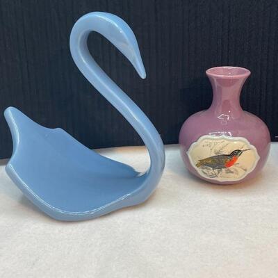 Swan and bird vase