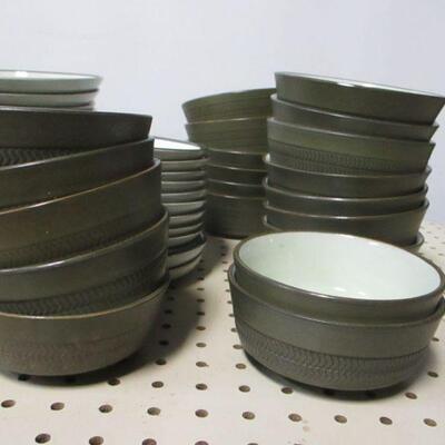 Lot 239 - 76 Piece Denby Stoneware Camelot Dark Green