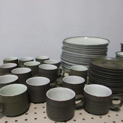 Lot 239 - 76 Piece Denby Stoneware Camelot Dark Green