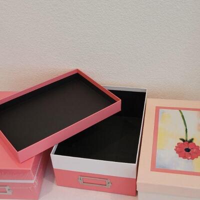 Lot 96: (3) Pink & Floral Storage Boxes