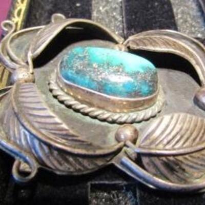 LOT 34  TURQUOISE PYRITE & STERLING PENDANT